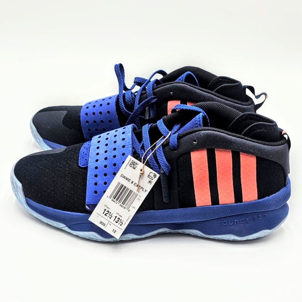 Adidas Black and Blue Sneakers with Red Stripes